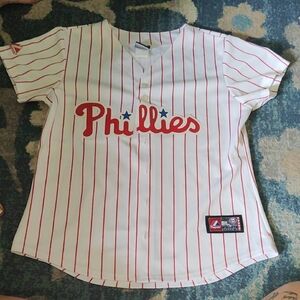 Majestic Women's Phillies Red and White Jersey